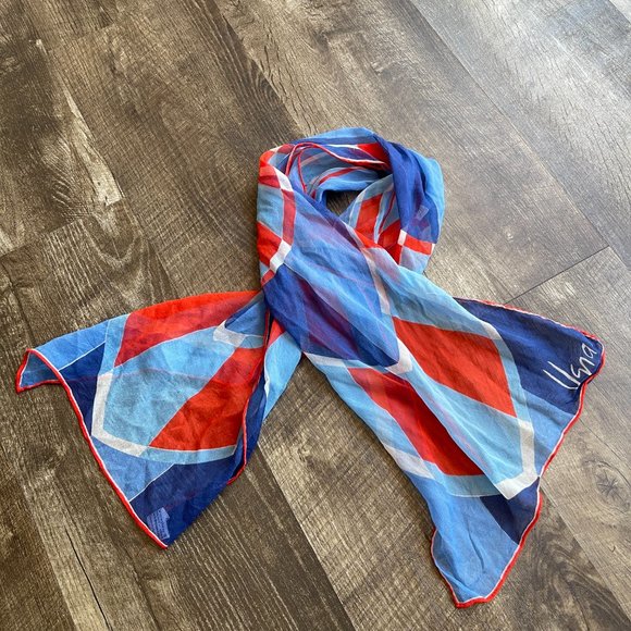 Vena Vintage Scarf in blue and red. - Picture 10 of 12